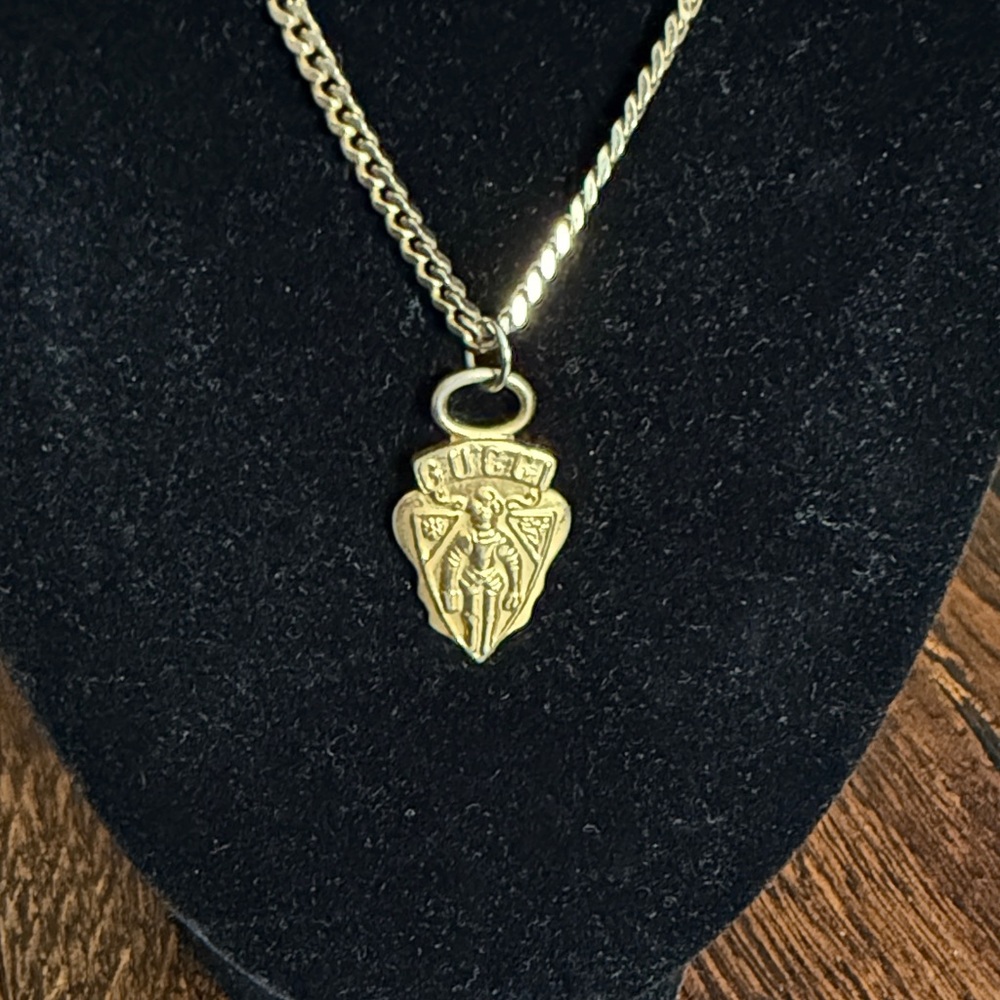 Vintage Gucci Gold Tone Knight Crest Pendant